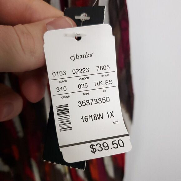 Zac Rachel Top Womens 1X Blouse Flutter Sleeves Colorful Pleated Front New - Picture 6 of 11